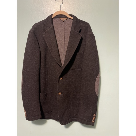 JL Powell Men's Large Blazer Sporting life Heather Black Elbow Patch Wool Blend - Picture 1 of 9
